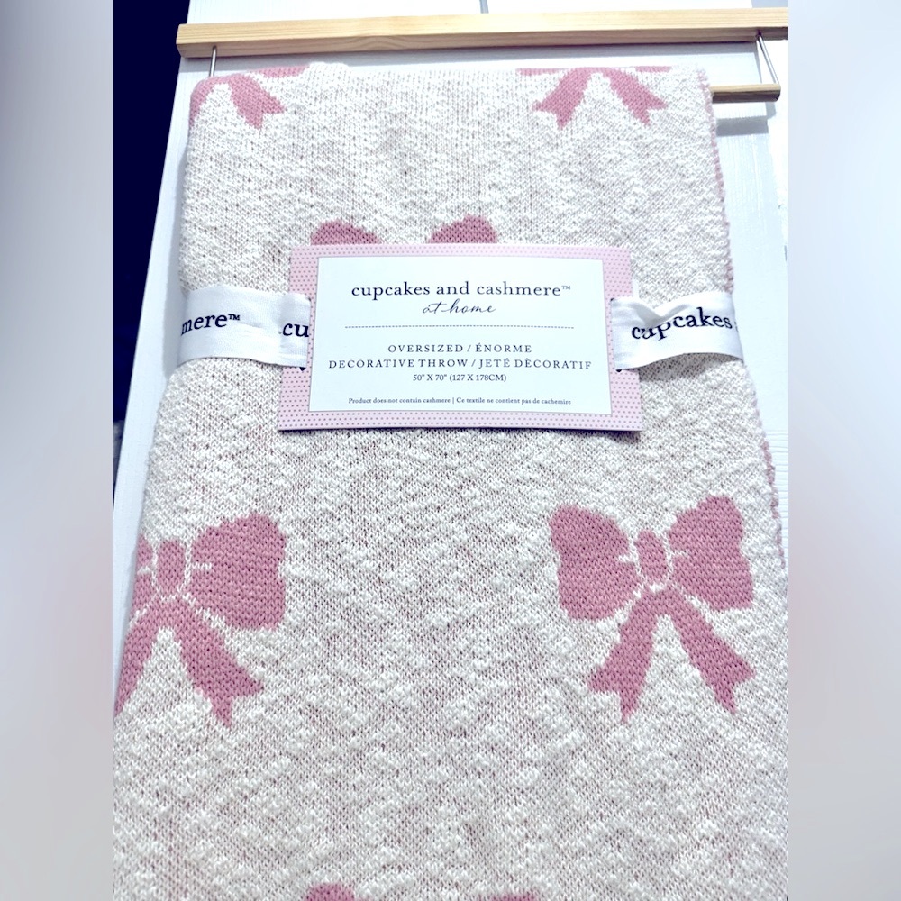 Cupcake and Cashmere Pink Bow Throw Blanket